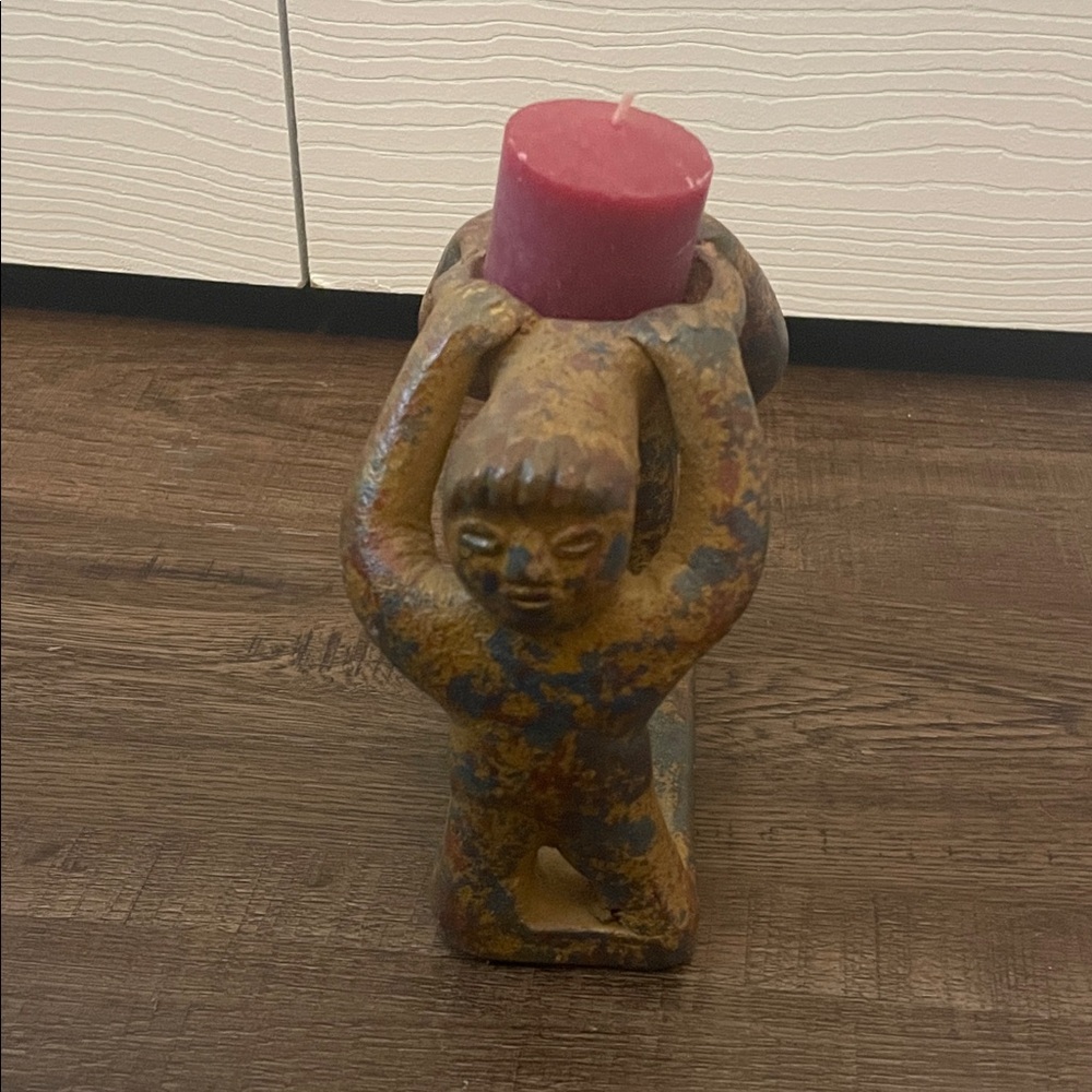 Artistic Brown Candle Holder with red Candle